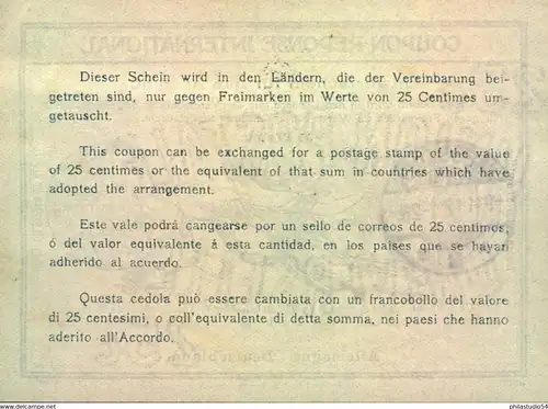 1912, Internationaler Antwortschein (IAS 1) gestempelt WIESBADEN