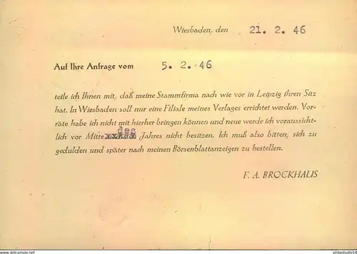 1946, 3 Pfg. AM-Post, amerikanischer Druck als EF auf Drucksachenkarte "WIESBADEN 21.2.46)