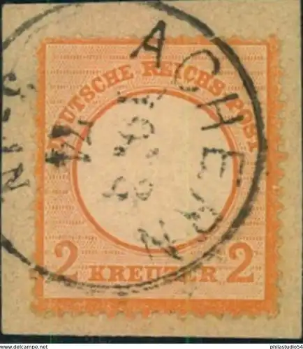 1872, 2 K, .kleiner Schild, orange, sauber gestempelt auf Briefstück