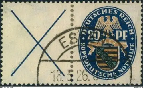 1925, NOTHILFE. waagerechter Zusammendruck "X / 20 Pfg. Wappen" - Michel W 30.1 (630,-)