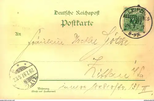 1897, "LEIPZIG AUSSTELLUNGSPLATZ", auf dekorativer, offizieller Sonderkarte