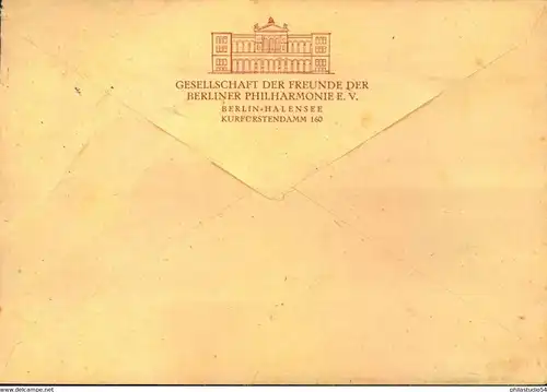 1950, 10 Pf. Philharmonie als EF auf Ortsbrief ab BERLIN -CHARLOTTENBURG.