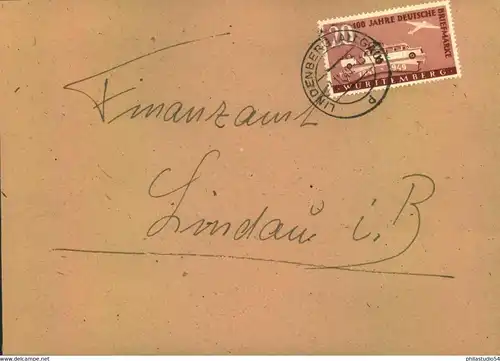 1949, 20 Pfg. "100 Jahre Briefmarken "auf Fernbrief ab LINDENBERG