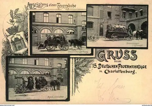 KLASSISCHE BERLIN - STEMPEL: "CHARLOZZENBURG 4 XV. DEUTSCHER FEUERWEHRTAG '"