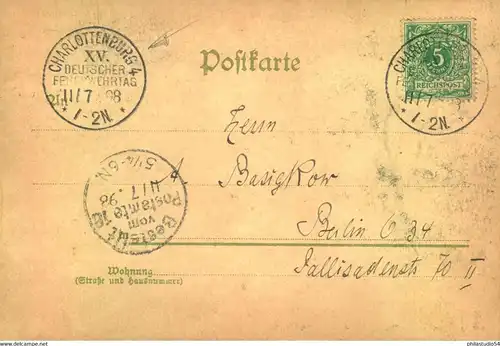 KLASSISCHE BERLIN - STEMPEL: "CHARLOZZENBURG 4 XV. DEUTSCHER FEUERWEHRTAG '"