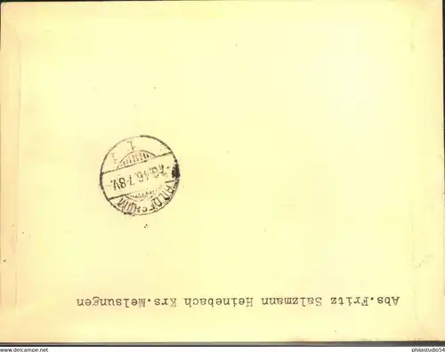 1946, Einschreiben ab "HEINEBACH 6.6.46 mit senkrechtem Paar 42 Pfg. Ziffer nach Heidelberg,