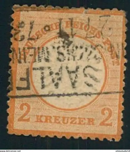 1872, BRUSTSCHILD: 2 Kreuzer gr. Schild, gestempelt, Befund Sommer BPP - Michel 24 (3.200,-)