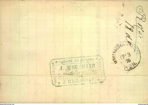 1873 1/2 Gr. großer Brustschild auf Ortsbrief mit vollem Inhalt und Hufeisenstempel "MÜHLHAUSEN i: ELS."