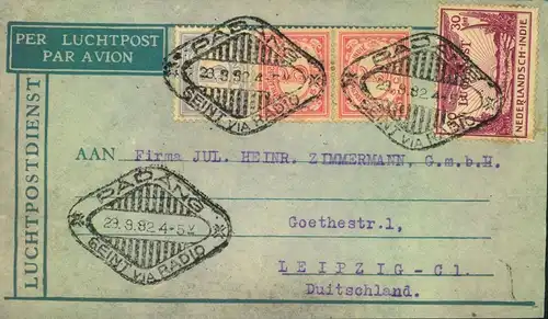 1924, Air Mail from PADANG to Leipzig