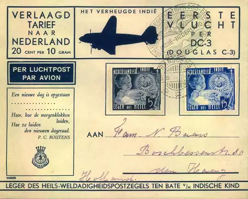 1937, Air Mail from BANDOENG to Holland