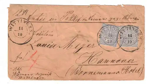 1869, Paketbegleitung ab WITTINGEN nach Hannover