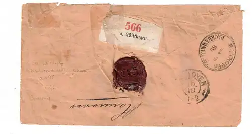 1869, Paketbegleitung ab WITTINGEN nach Hannover