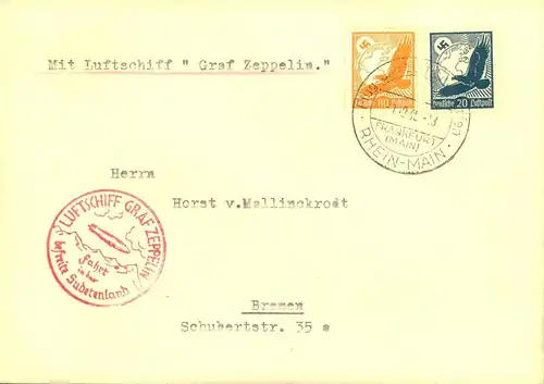 1938, Luftschiff "Graf Zeppelin (LZ 130) "Fahrt in das befreite Sudetenland"