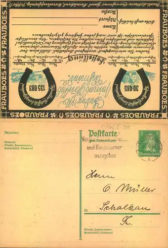 1927, Lottere Doppelkarte, Frageteil gebraucht ab BRAUNSCHWEIG