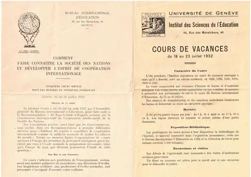 1932, Drucksach von "BREAU INERNATIONAL D 'EDUCATION, GENEVE" mit Einladung nach Japan