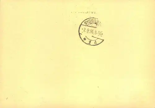 1936, Exoresskarte mit Sonderstempel "GORDON BENNETT" Ballon