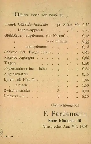 1899, PACKETFART Ganzsachenkarte als Offerte der Firma "Pardemann" in Berlin