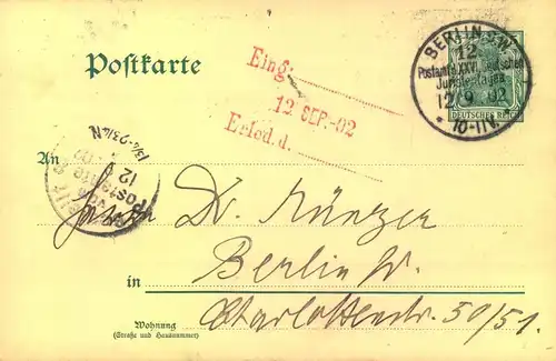 KLASSISCHE BERLIN - STEMPEL:  1902, "Deutscher Juristentag" auf Ganzsachenkarte