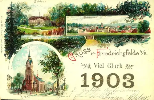 1903, Litho "Gruss aus Friefdichshagen, sauber gebracht