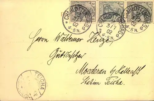 1902, LEIPZIG - GOHLIS Gericht, geschrieben in Charlottenburg mit Germania MeF