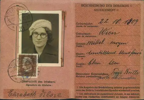 1934, Postausweiskarte frankiert mit 50 Pfg. Hindenburg, ausgestellt "BERLIN N31 -9.10.34".