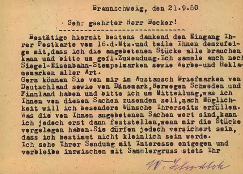 1950, 10 und 20 Pf. Bachsiegel portogerecht als EF auf Karte bzw. Fernbrief