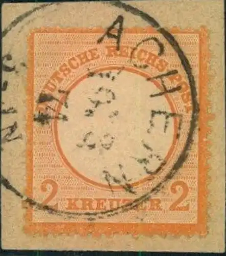 1872, 2 Kr. orange, sauber gestempelt auf Briefstück, Altbefund Sommer (03/74) "...deutlich geprägt, üblich zentriert, s