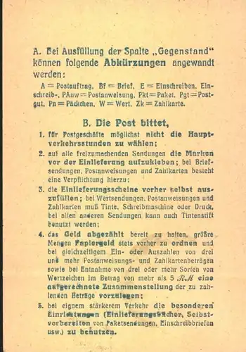 1949, 15 Pfg. Rotaufdruck auf Einlieferungsschein flr ein Paket ab "BERLIN-LICHTENRADE 1" nach KG6ln - Sulz