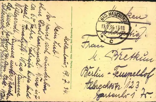 1934, 3 Pf. Kolonialforscher als EF und MeF auf Drucksachenkarte und „normaler“ Postkarte