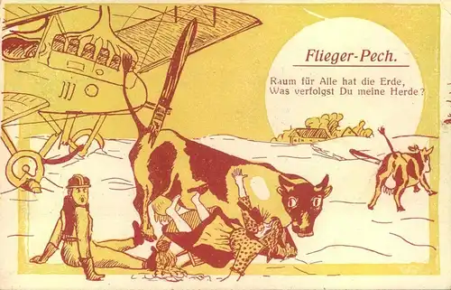 1918, Feldpostkarte "Flieger - Pech" gelaufen
