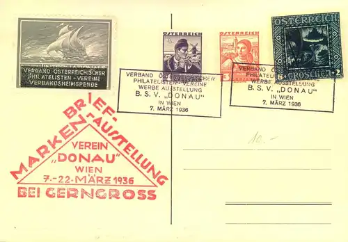 1936, Sonderkarte Ausstellung  PhilatelistemvereinWIEN