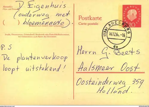 1960, 10 und 20 Pfg. Heuss Medaillon Doppelkarten mit schmalem Lumogezudruck, gebraucht