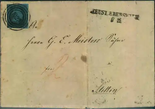 1850, 2.12.: Faltbrief mit 2 Groschen, Nr.-Stempel "1028", "NEUSTADT EBERSWALDE", selten aus dem 1. Monat