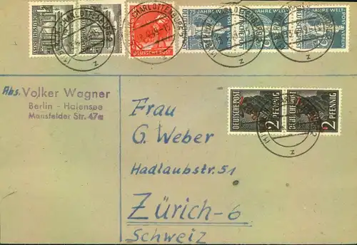 1949, Auslandsbrief mit Ausgaben MiF  ab CHARLOTTENBURG 2