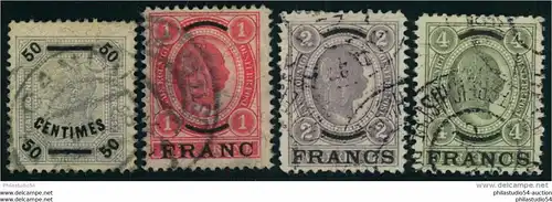 1904, die vier Höchstwerte 50 Cent bis 4 Francs gestempelt. Michel 1.200,-