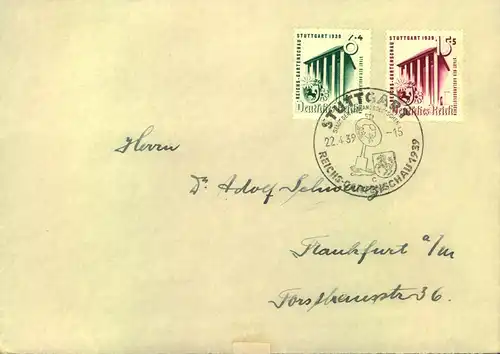 1939, Reichsgartensschau, beide Werte auf adressiertem Umschlag mit Ersttagssonderstempel