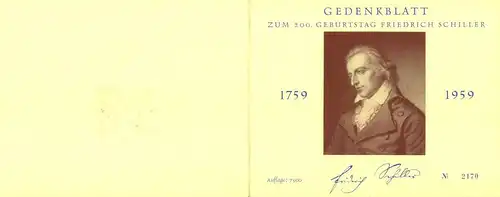 1959, FRIEDRICH SCHILLER, Gedenkblazz aus Berlin