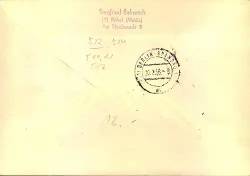 1955,R-Brief mit besserer Frankatur ab RÖBEL (Müritz)