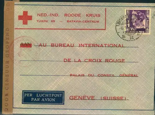 1940, Red Cross letter to Geneva from BATAVIA with censor