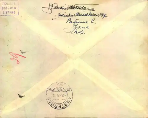 1937, decorative air mail cover früm BATAVIA with special cancellation to Amsterdam