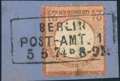 1872, 1/2 Groschen großer Brustschild, Kabinettbriefstück mit Ra3 "BERLIN POST-ANT !"