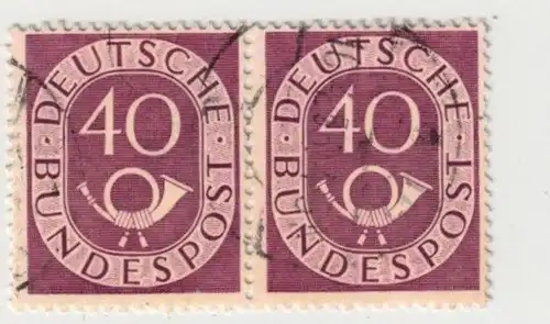 1951, 40 Pfg. Posthirn im gebrauchten, waagerechten Paar