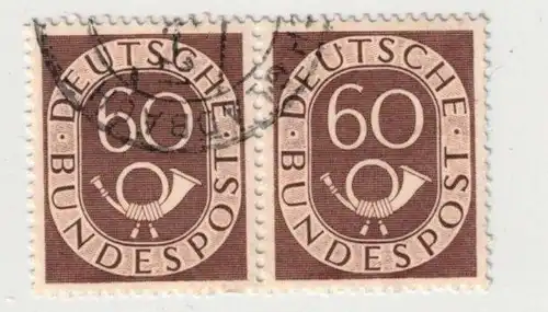 1951, 60 Pfg. Posthirn im gebrauchten, waagerechten Paar