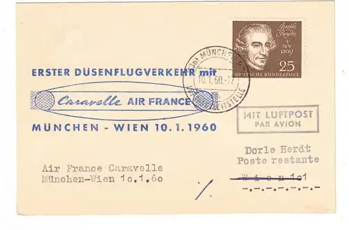 1960, 15 Pfg. aus Block 2 als EF auf kleiner Erstflugdrucksache "Düsseldorg  - Wien"