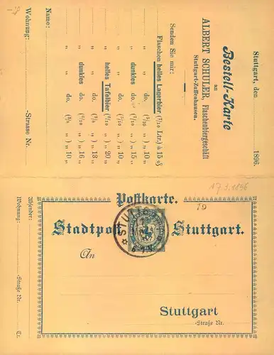 Doppelkarte Stadtpost STUTTGART ungebrauct