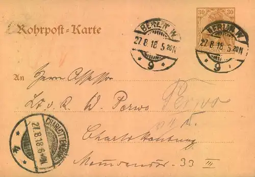 1918, Rohrpost GSK, 35 Pfg. Germania