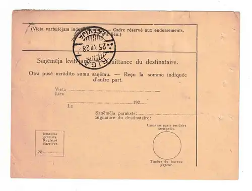 1928, money order from RIAG to Estland