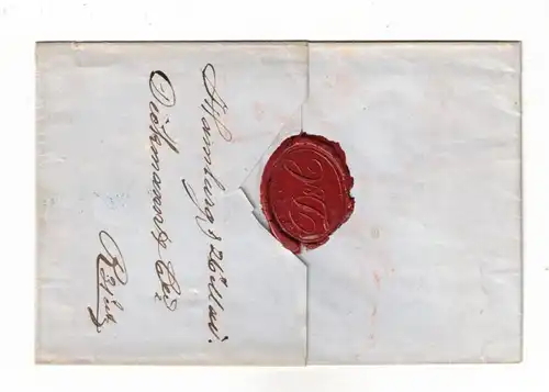 1830, ca..: Faltbrief mit blauem L1 "HAMBURG"