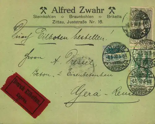 1920, OBERSCHLESIEN: Eilbrief ab KATTOWITZ