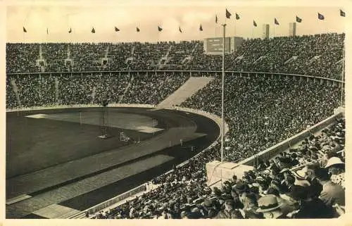 1936, BERLIN,  Ansichtskarte des Olyympiastadions, gelaufen